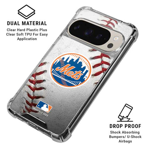 MLB New York Mets Game Ball Pixel 9/9 Pro Clear Case